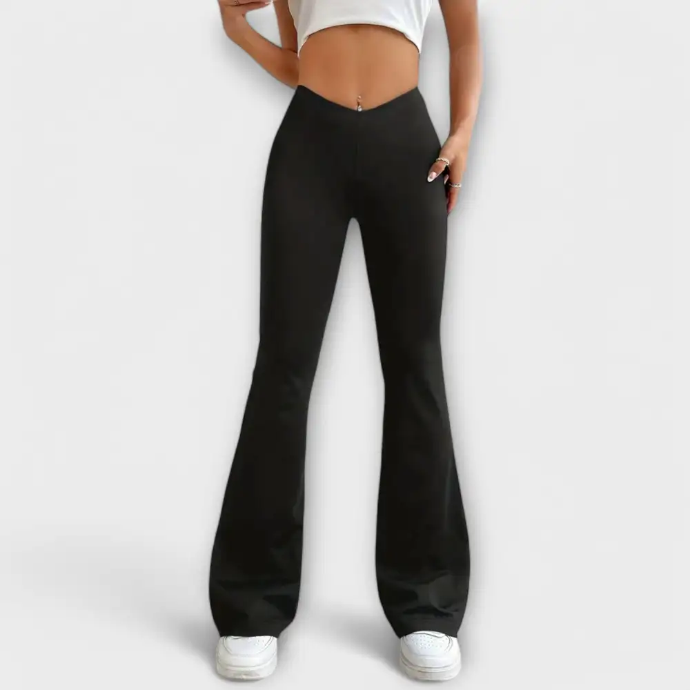 Flared Leg High Waist Lightweight Trousers