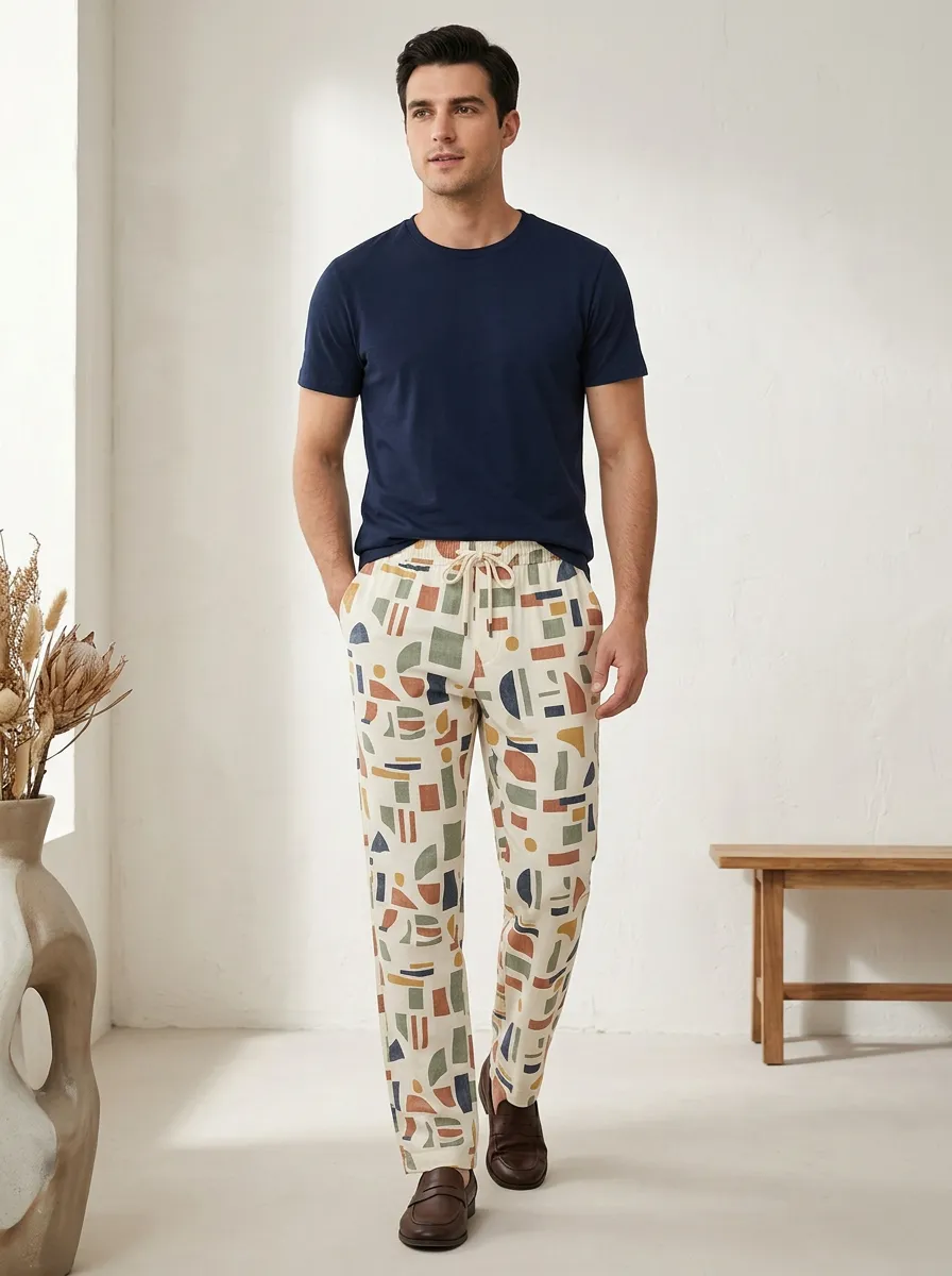 Men's Geometric Abstract Pattern Pants