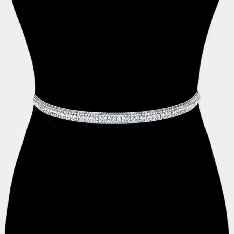Refined Crystal Felt Backed Wedding Sash Belt