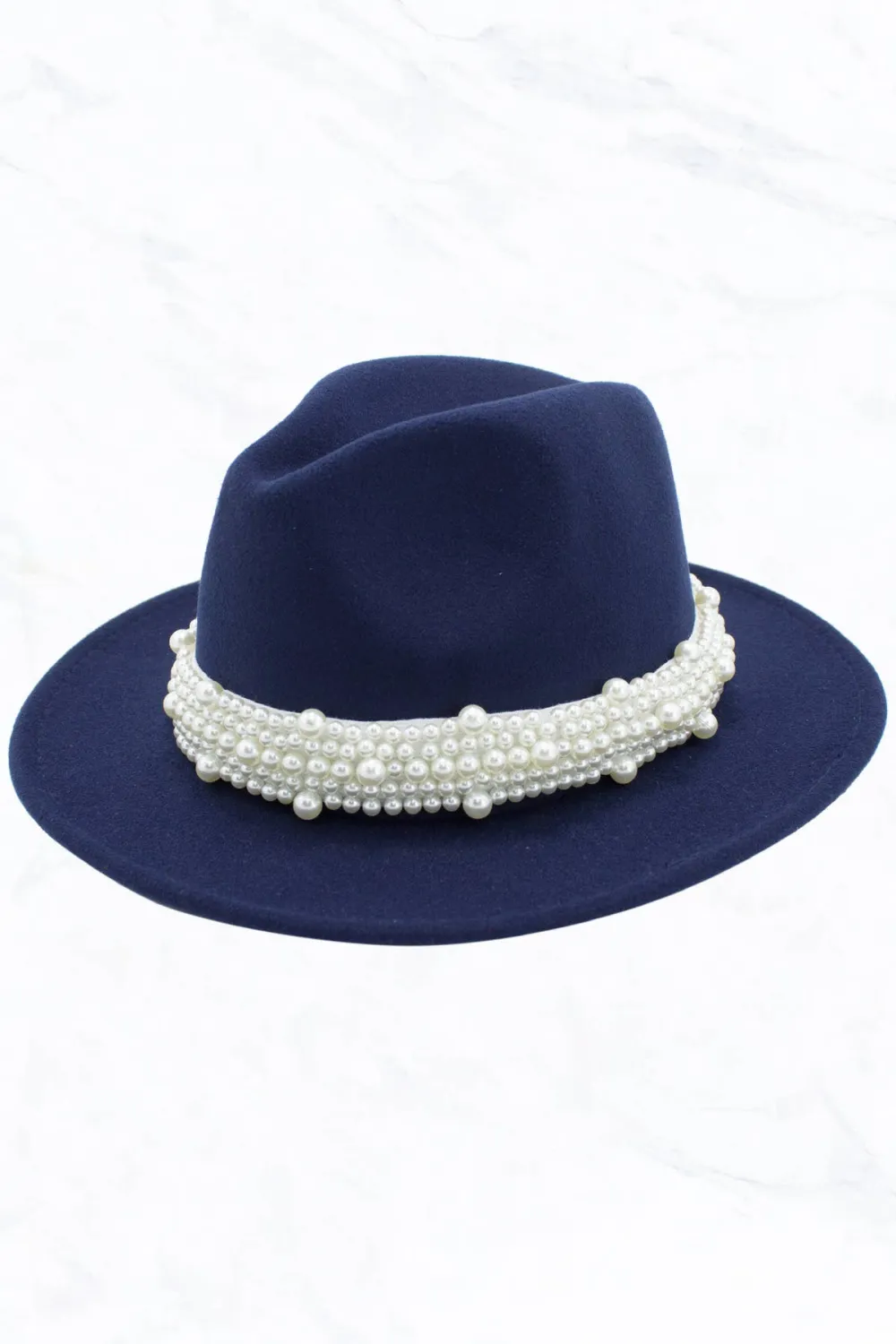 New Style Fashion Fedora Jazz Hat with Wide Pearl Belt