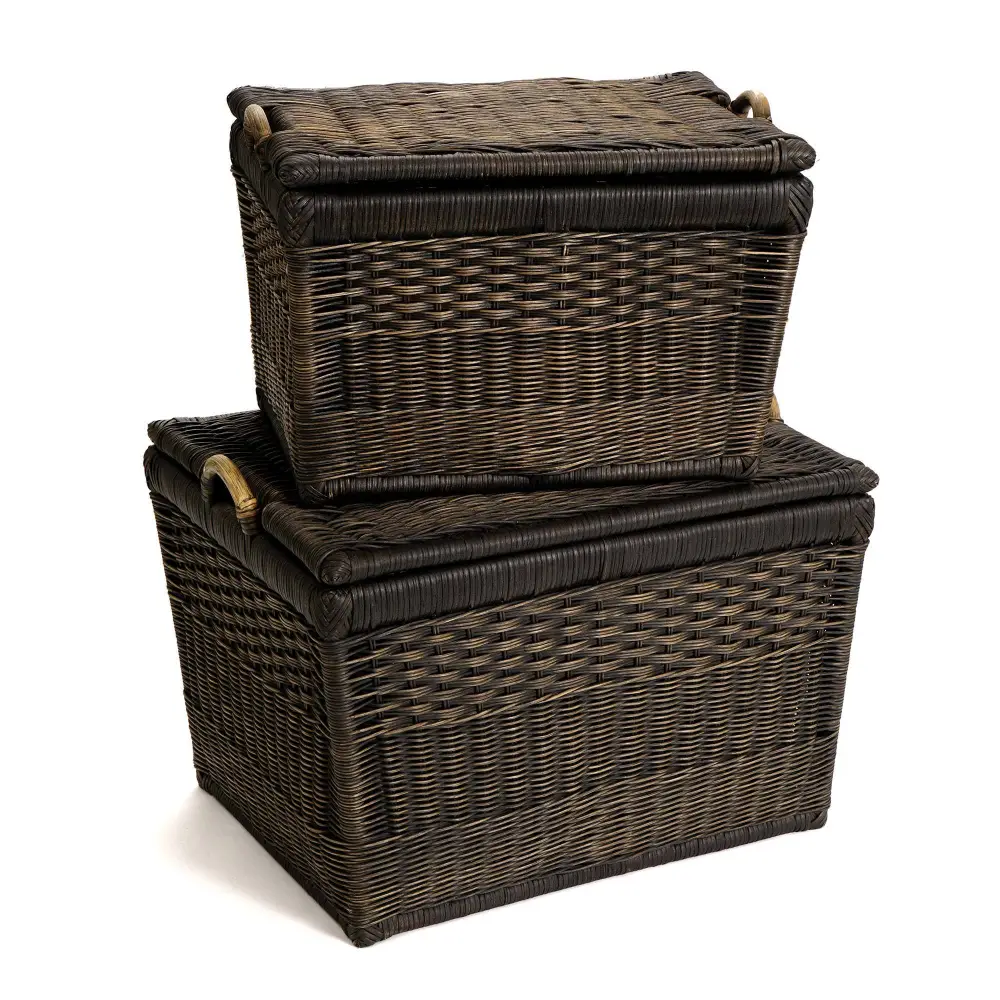 Lift Off Lid Wicker Storage Basket