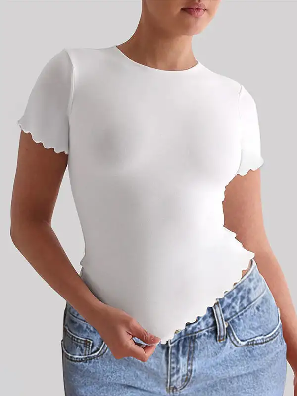 Short Sleeve Slim Fit Round Neck Polyester T-Shirt