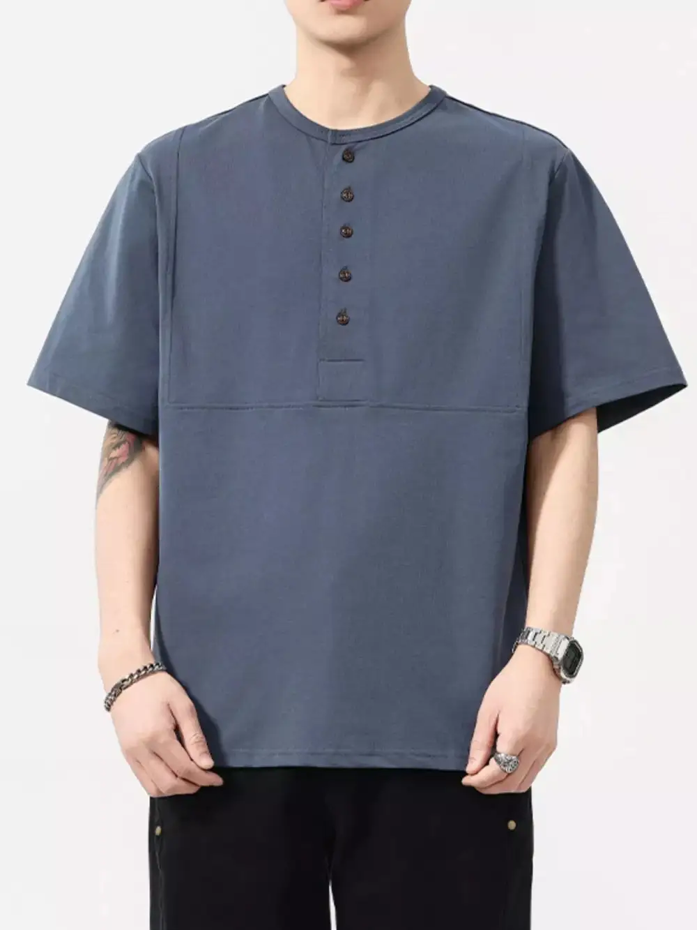 Button Detail Short Sleeve T-Shirt