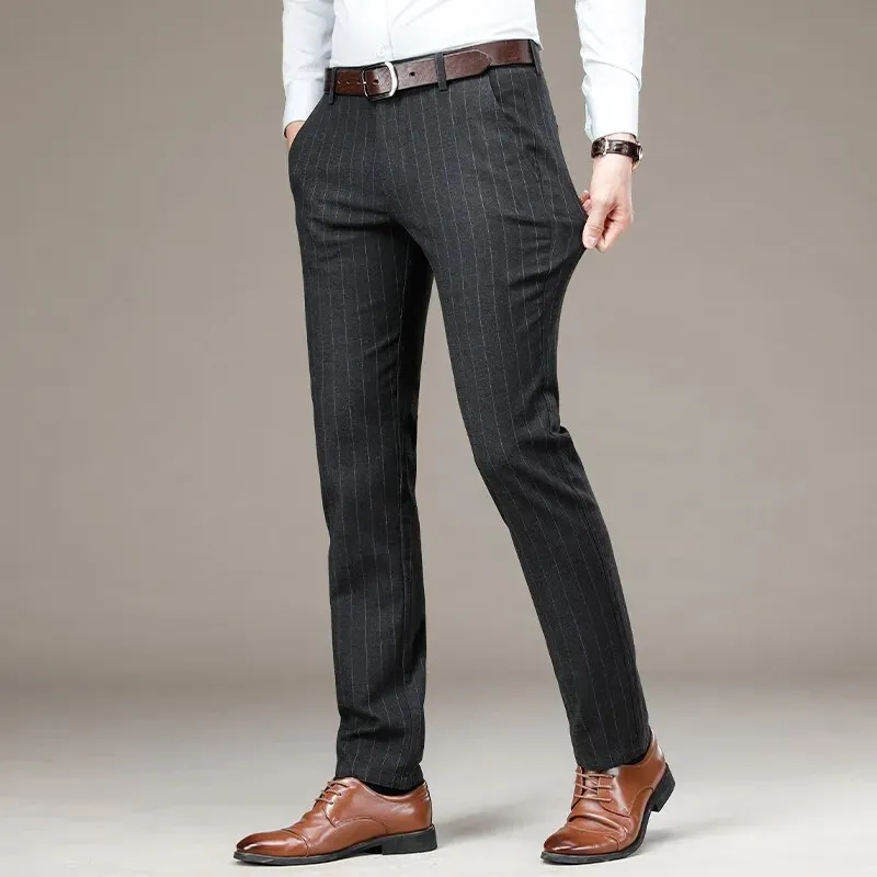 Layering Straight Leg Striped Men's Pants