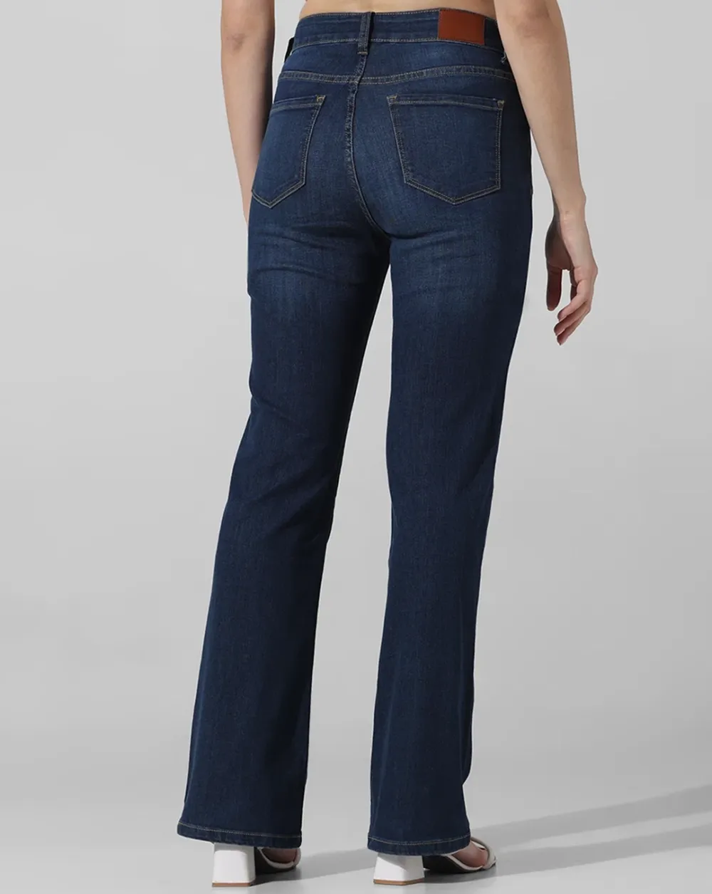 Blue Mid Rise Flared Jeans