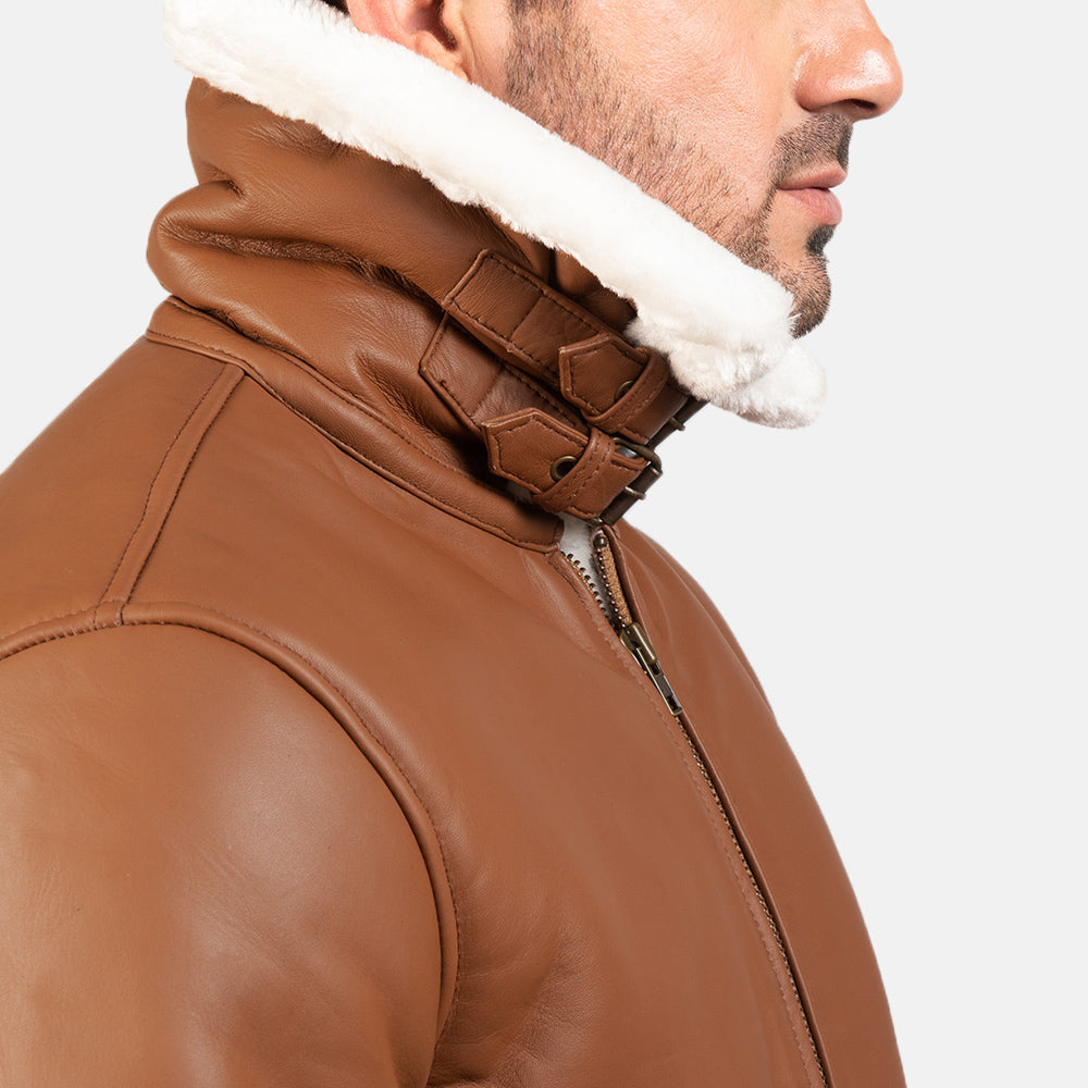Men's Classic Stitched Detail Bomber Leather Jacket