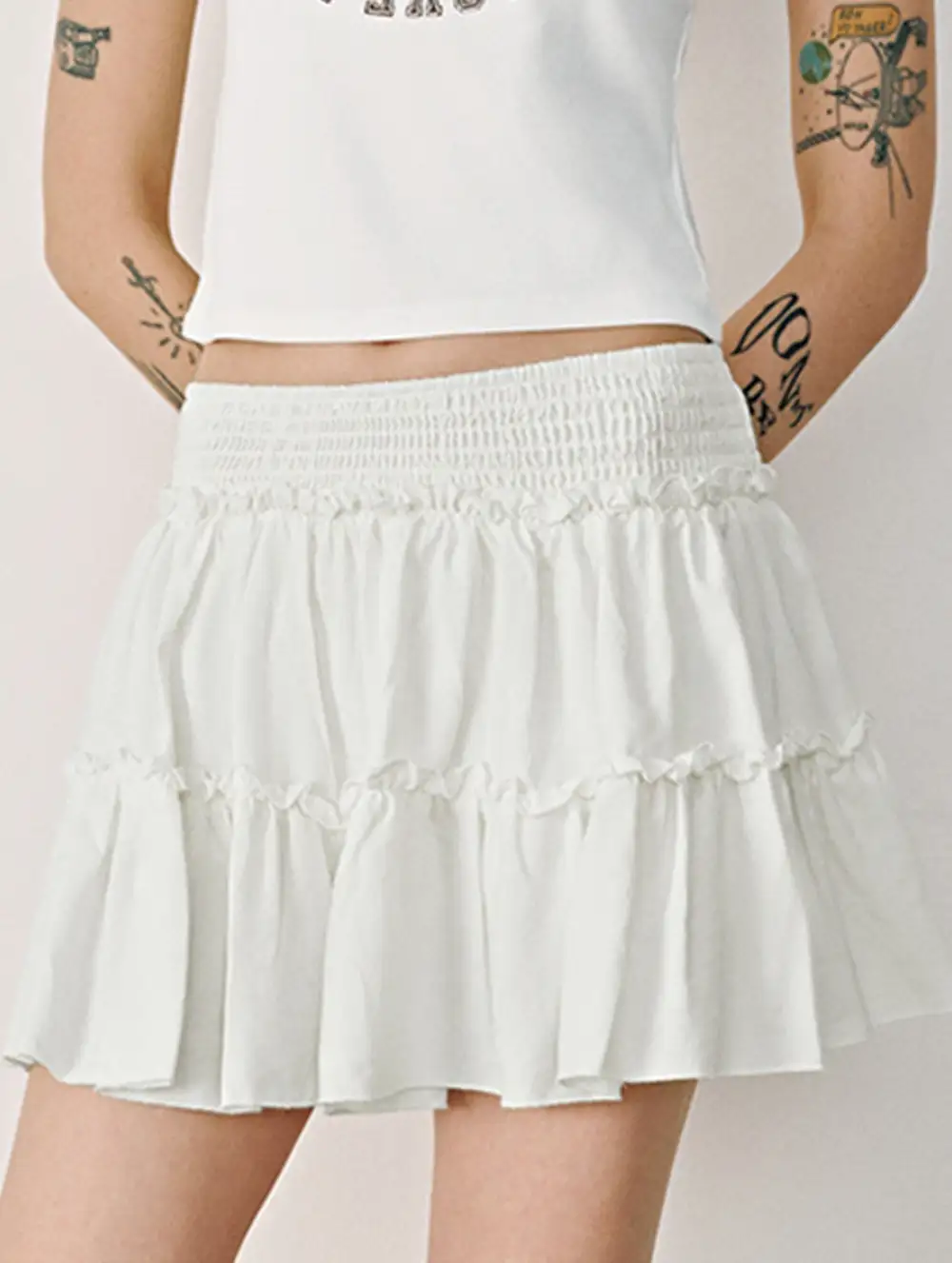 Elastic Waist Midi Skirt