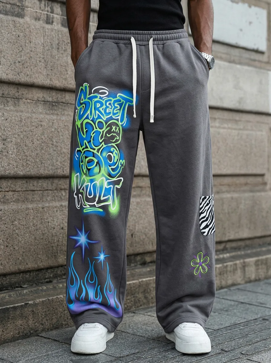 Unisex Graphic Streetwear Graffiti Flame Sweatpants