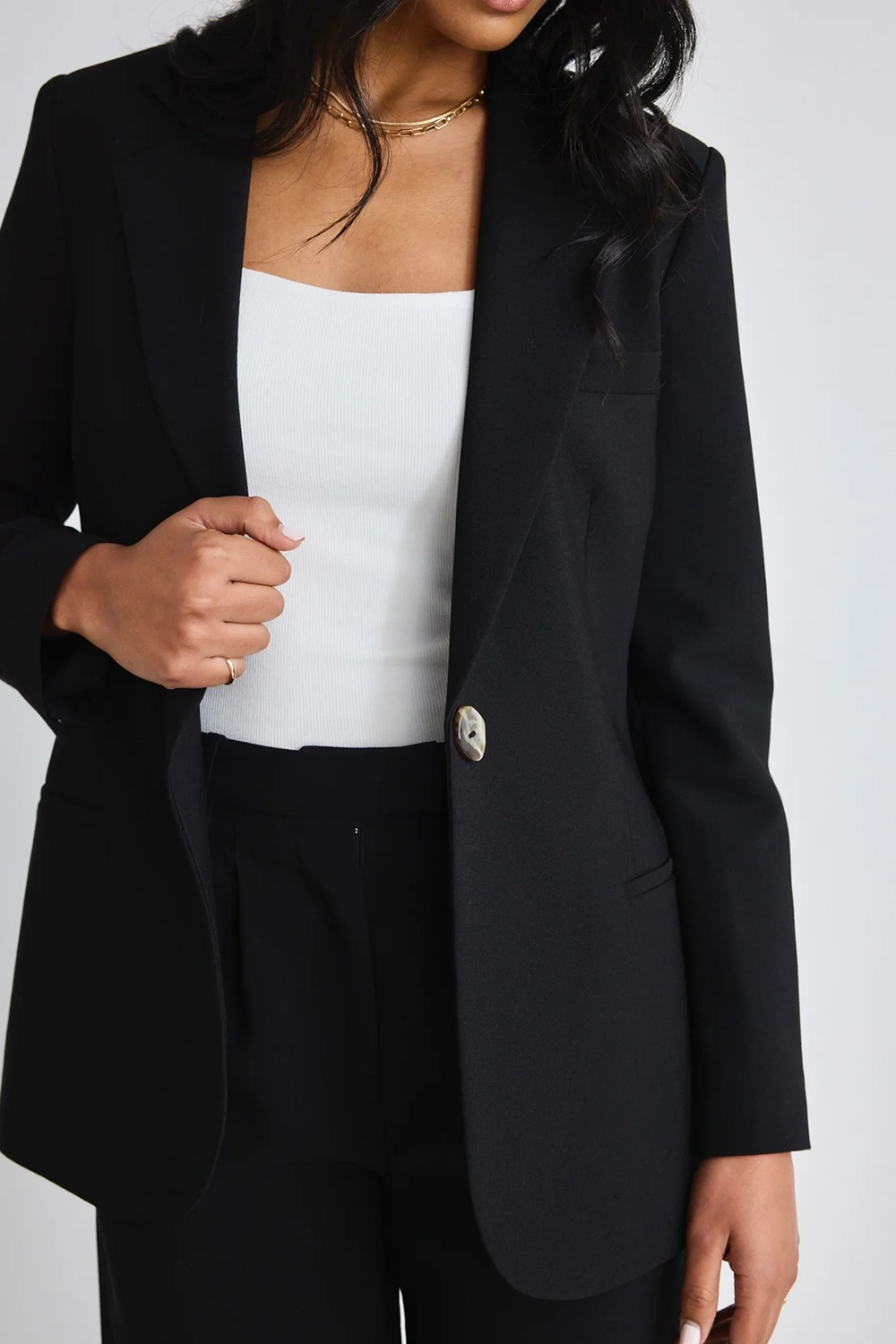 Black Textured Fitted Blazer