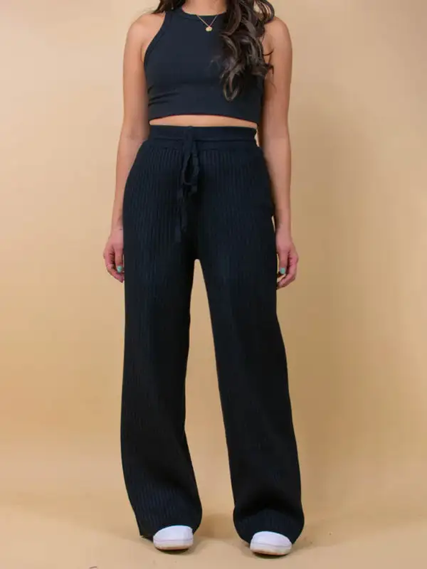Drawstring Loose Lace Straight Trousers Pants