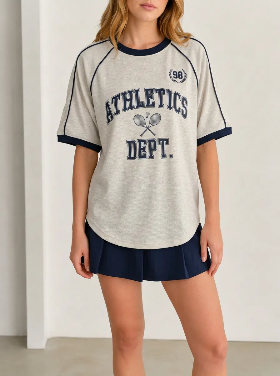 Women's Tennis Sports Lover Athletics Dept Printed T-shirt