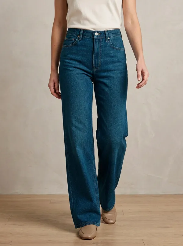 Polished Wide-Leg High-Rise Denim Jeans