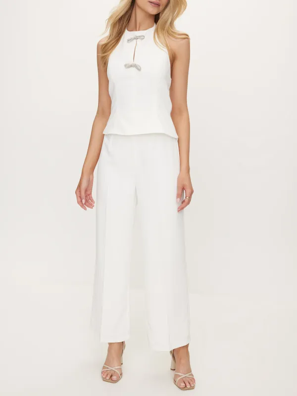 White High-Waisted Wide-Leg Pants