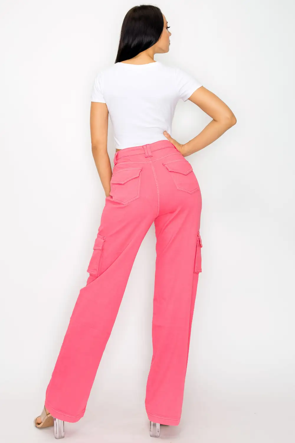 High-Rise Wide-Leg Cargo Jeans