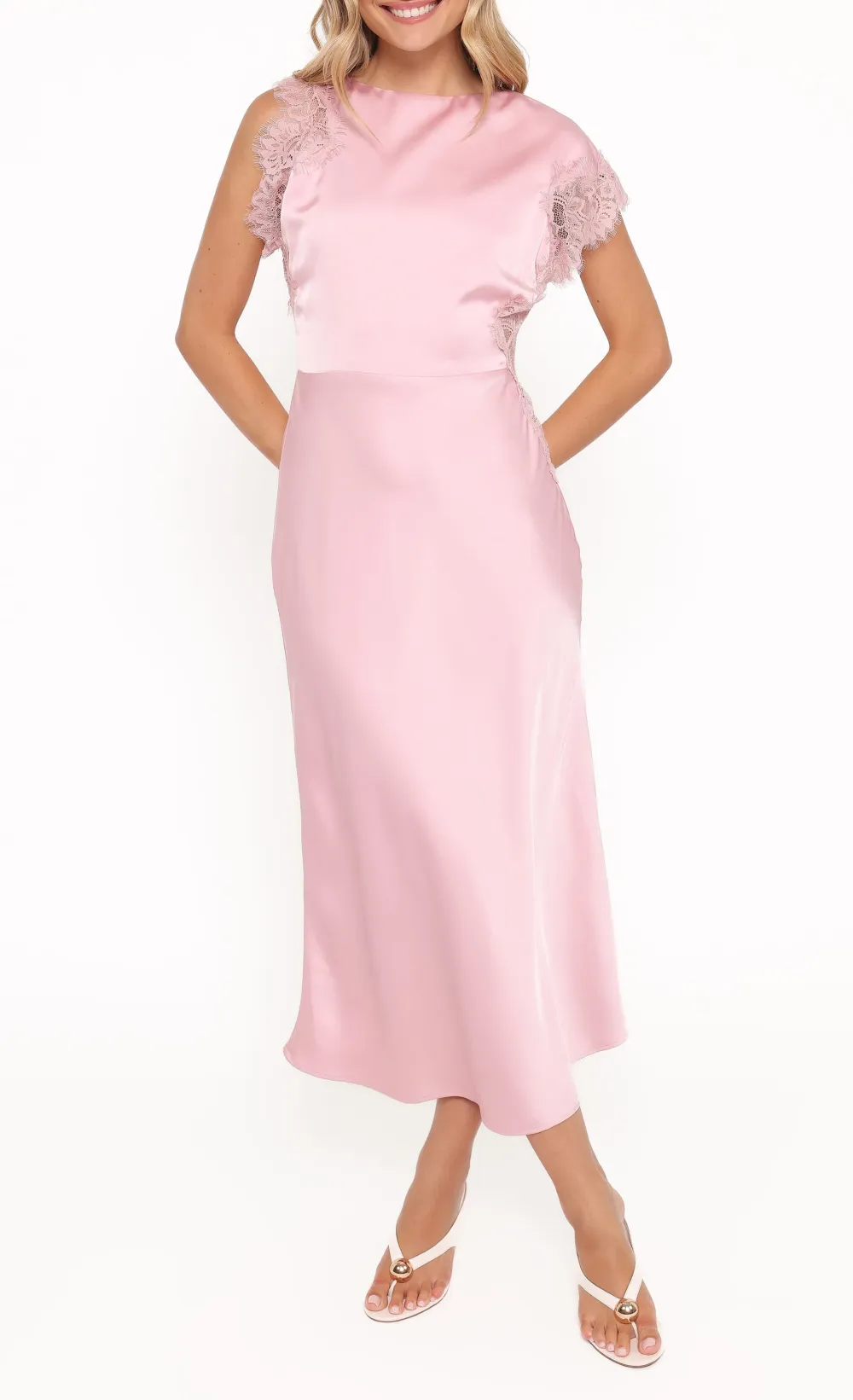 Short Sleeve Satin Maxi Dress