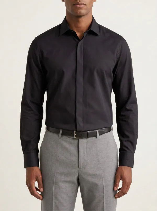 Men's Non-Iron Cotton  Logo Embroidered Dress Shirt