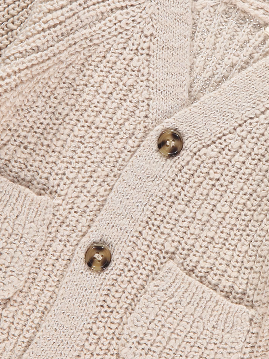 Neutral V Neck Knitted Cardigan detail 1