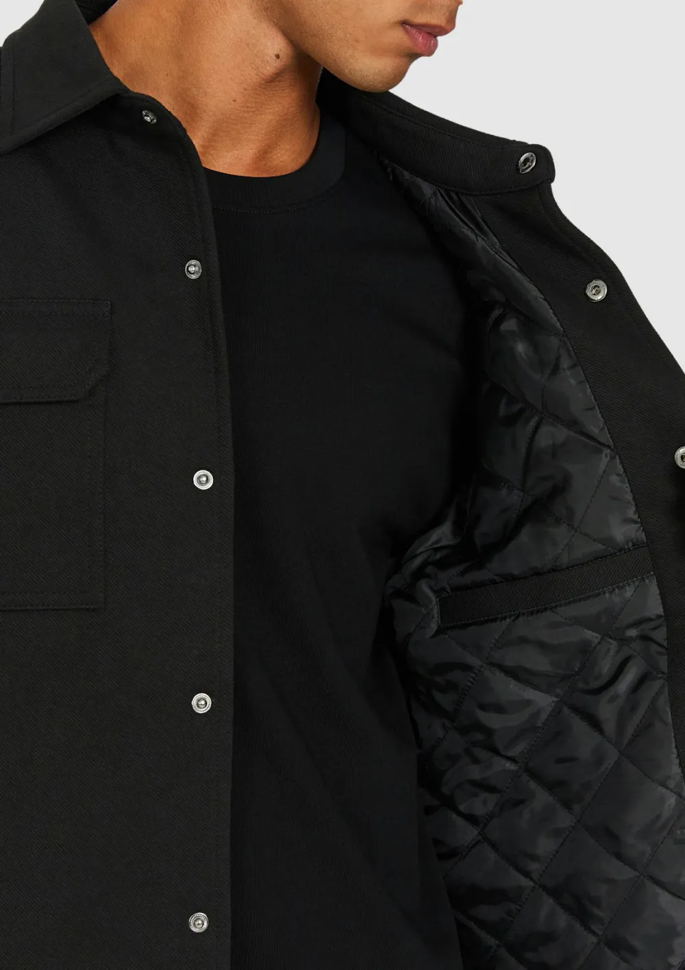 Black Basic Daily Double-Breasted Jacket