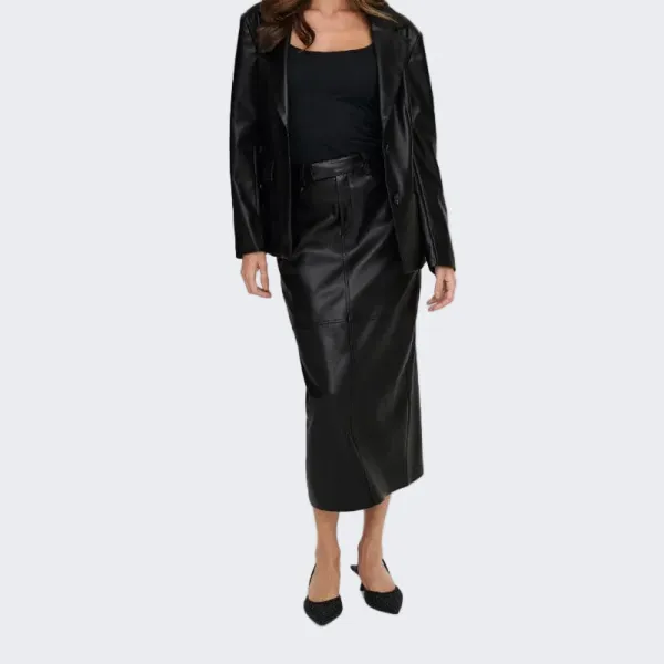 Faux Leather Long Skirt