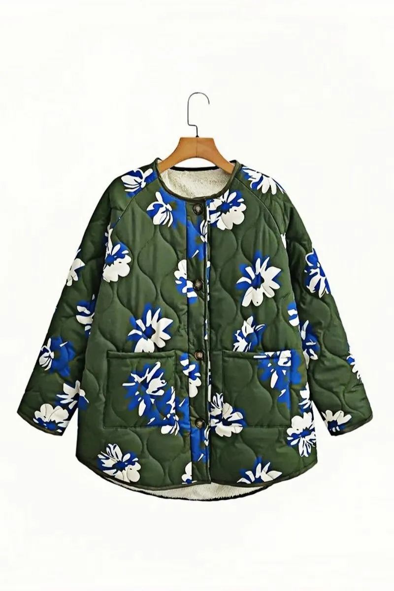Chic Floral Polyester Classic Jacket