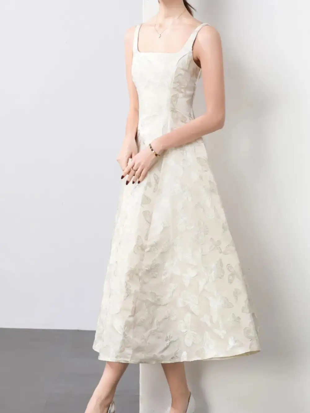 Butterfly Print Sleeveless Midi Dress