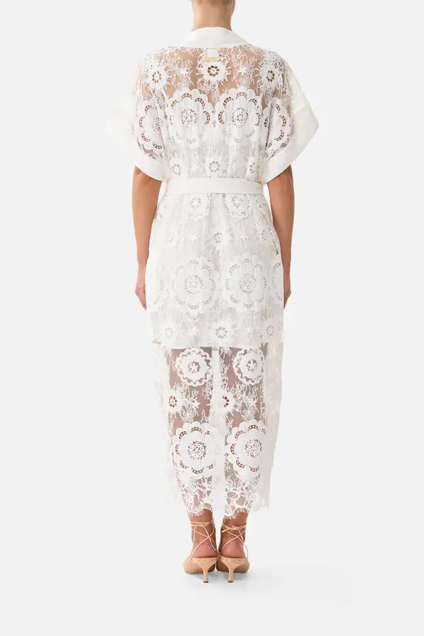 V-Neck Kaftan with Tie Waist Lace
