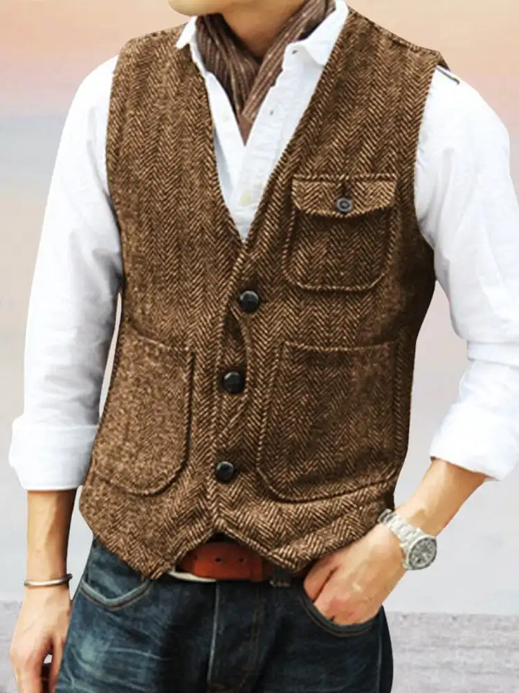 Open Stitch Textured Suit Vest