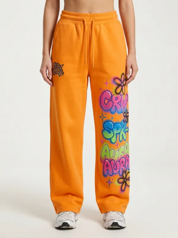 Unisex Urban Streetwear Graffiti Floral Leopard Sweatpants