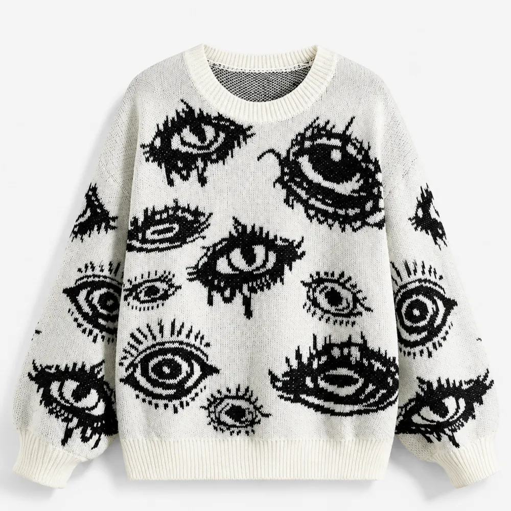 ’s Abstract Eye Knit Sweate