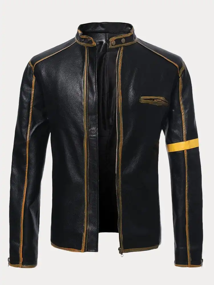 Stand Collar Punk Leather Jacket