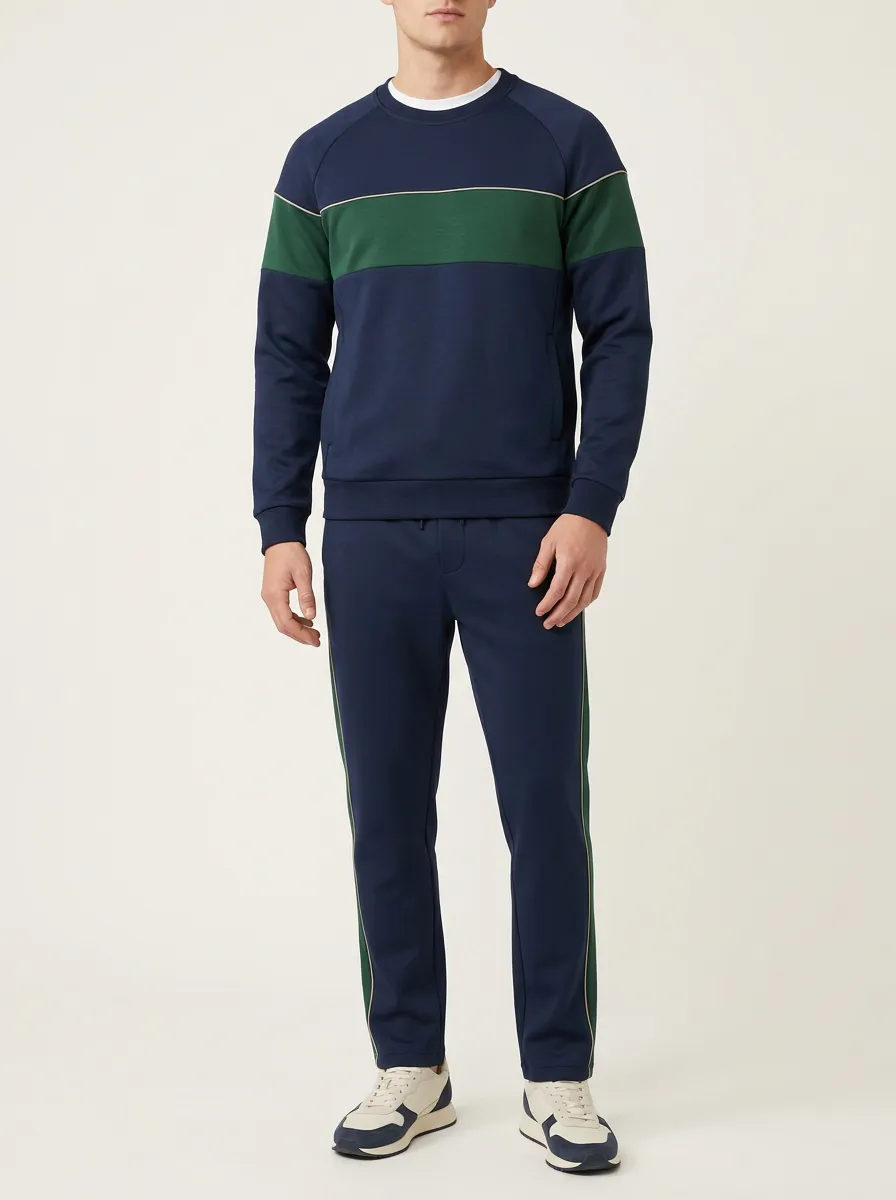 Men's Everyday Colorblock Print Detail Coordinated Tracksuit