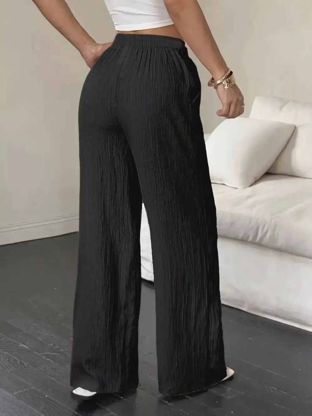 Wide Leg Drawstring Relaxed Fit Pants