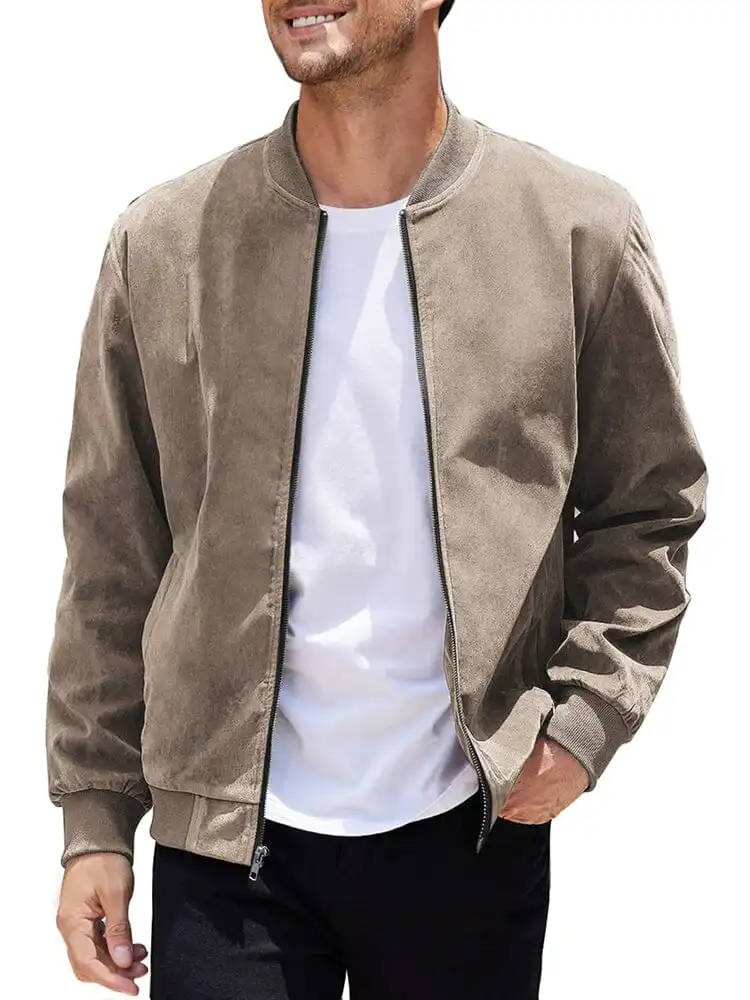 Vintage Suede Bomber Jacket