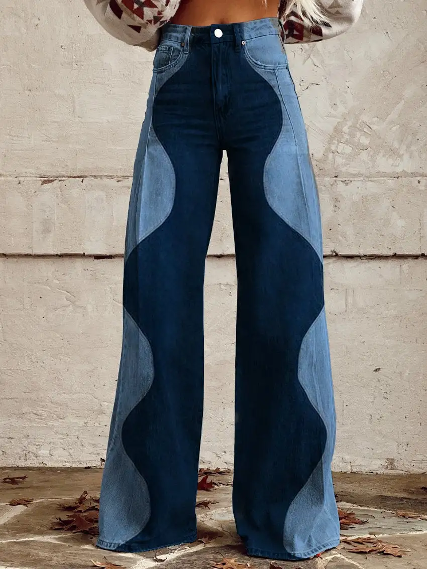 Classic Denim Boho Printed Trousers