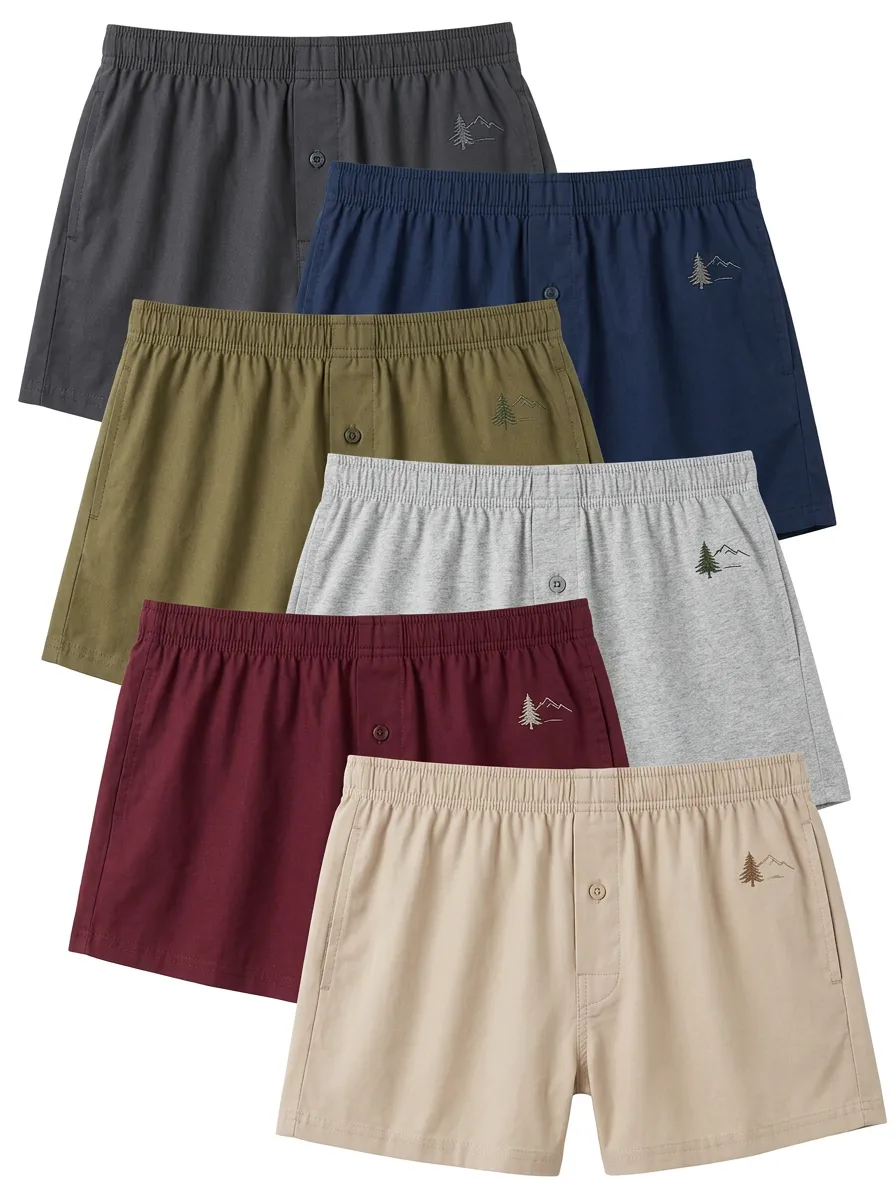 Men's Mountain Pine Embroidered Pocket Boxer Shorts Set