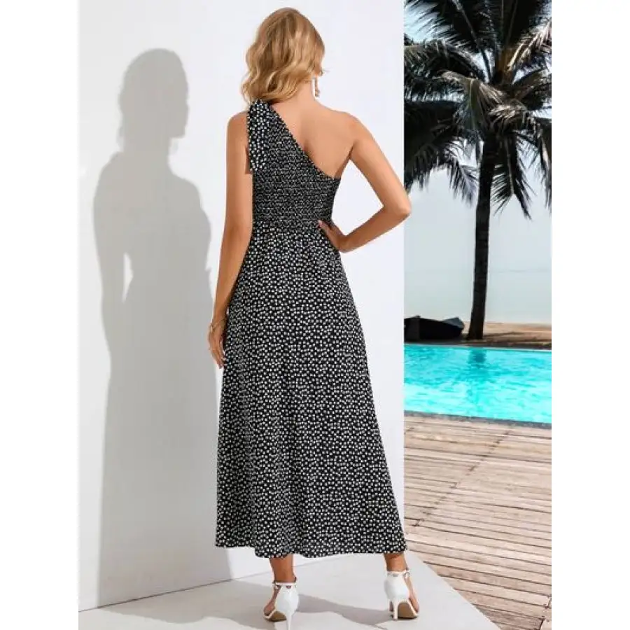 Printed Single Shoulder Midi Dress