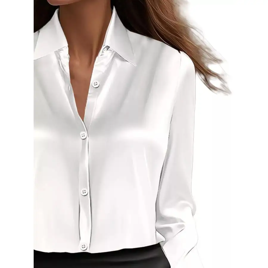 Full Size Button Down Collared Neck Long Sleeve Shirt Plus Size