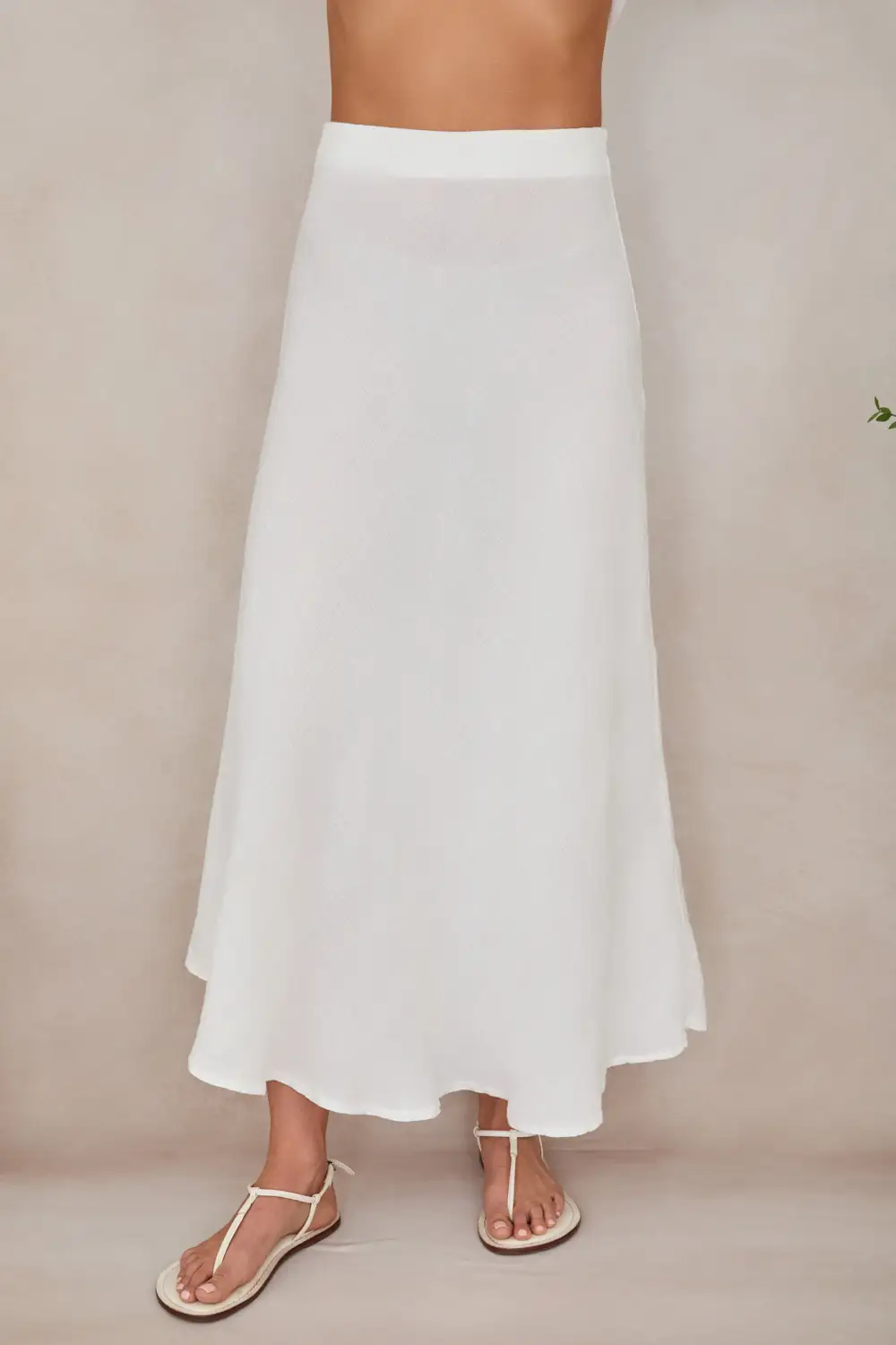 Linen Crinkle Midi Skirt