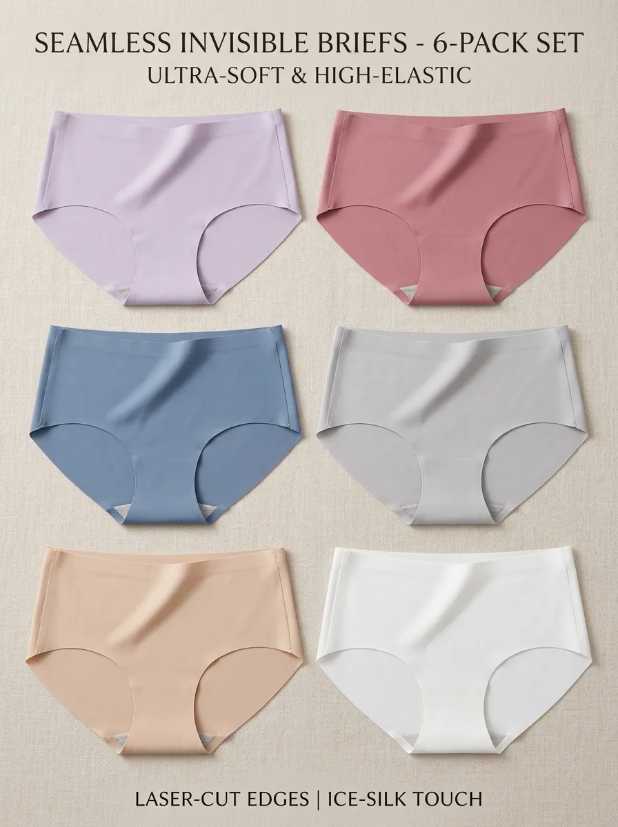 Women's Seamless Mid-Rise Laser-Cut Invisible 6-Pack Shaping Briefs