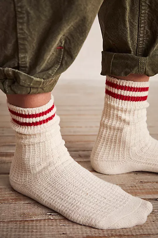 Cozy Stripe Socks Blue