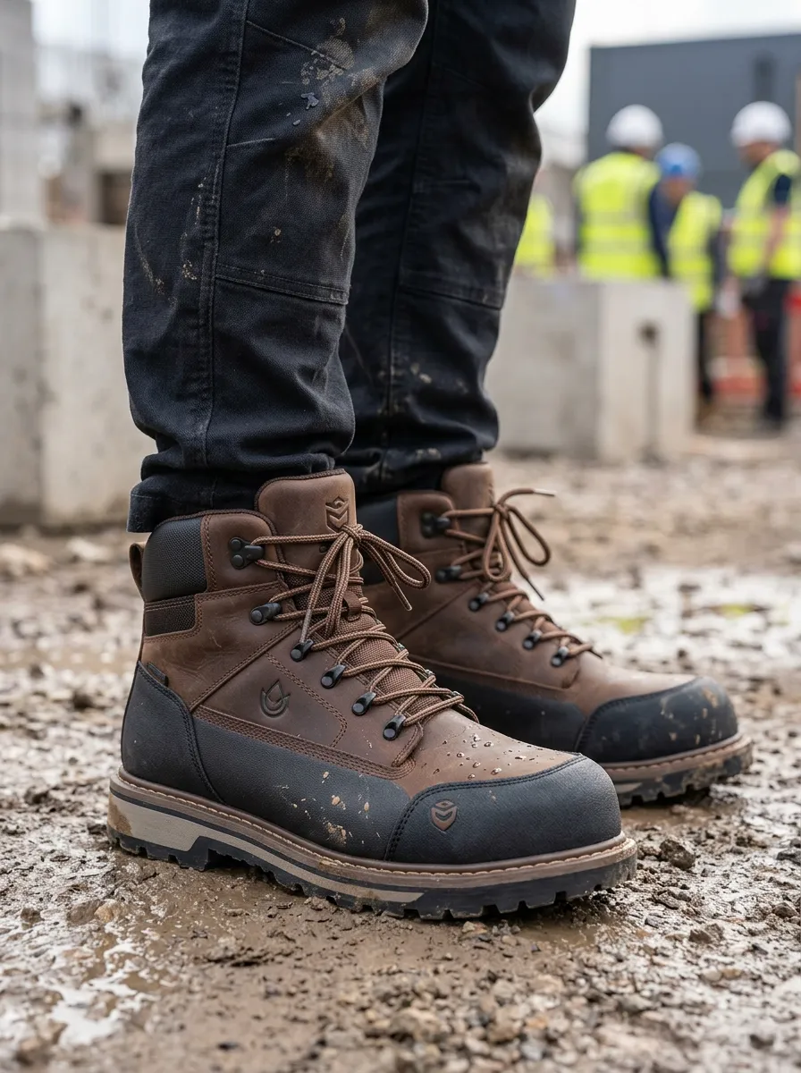 Relaxed Construction Profile Men' Waterproof Work Boots