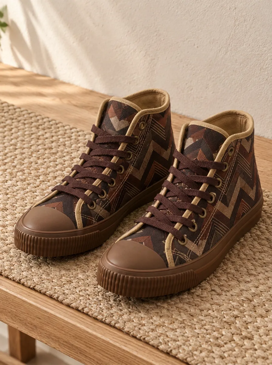 Men's Refined Geometric Chevron Pattern Patterned Canvas Shoes