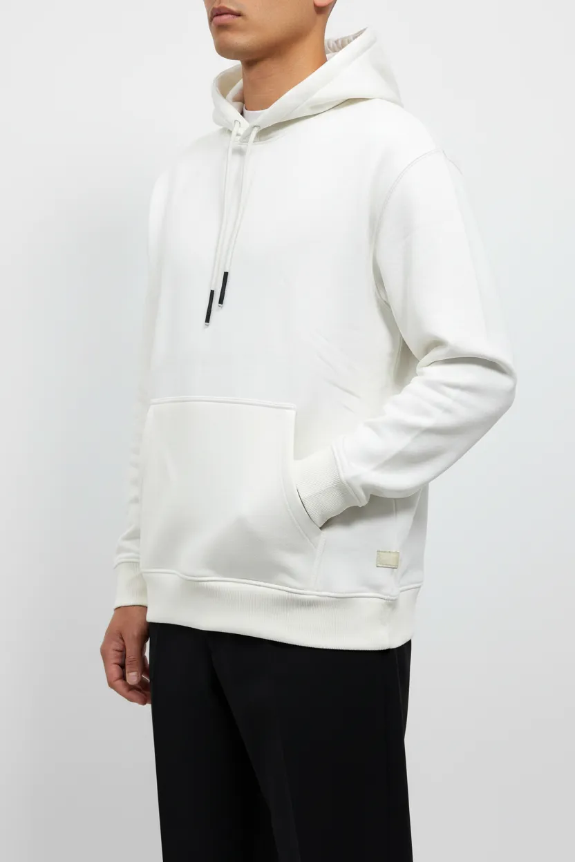 Polished Regular Fit Cotton Ribbed Hooded Pullover Hoodie