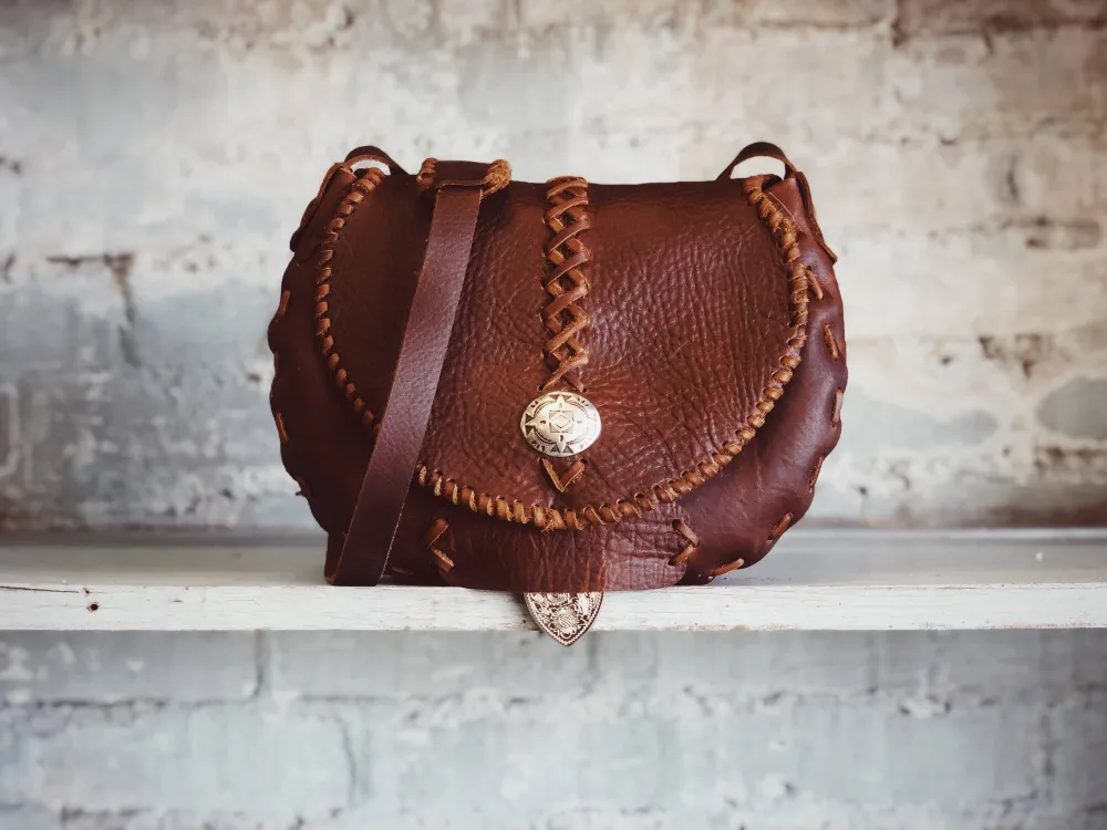 Hand Stitched Leather Saddle Bag