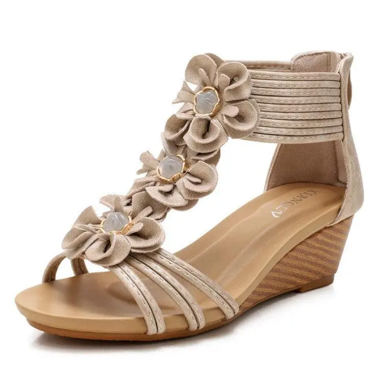Floral Detail Wedge Sandals