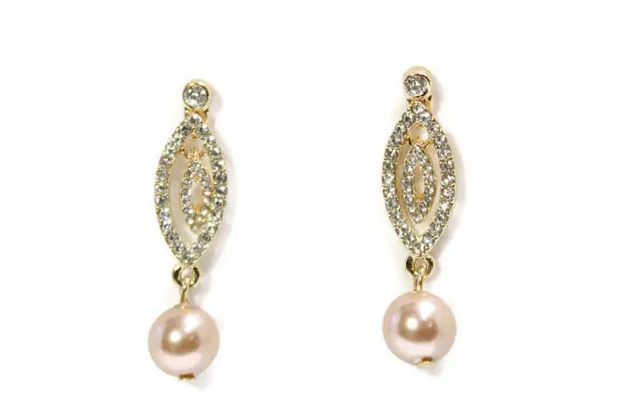 Rhinestone Faux Pearl Dangle Earrings