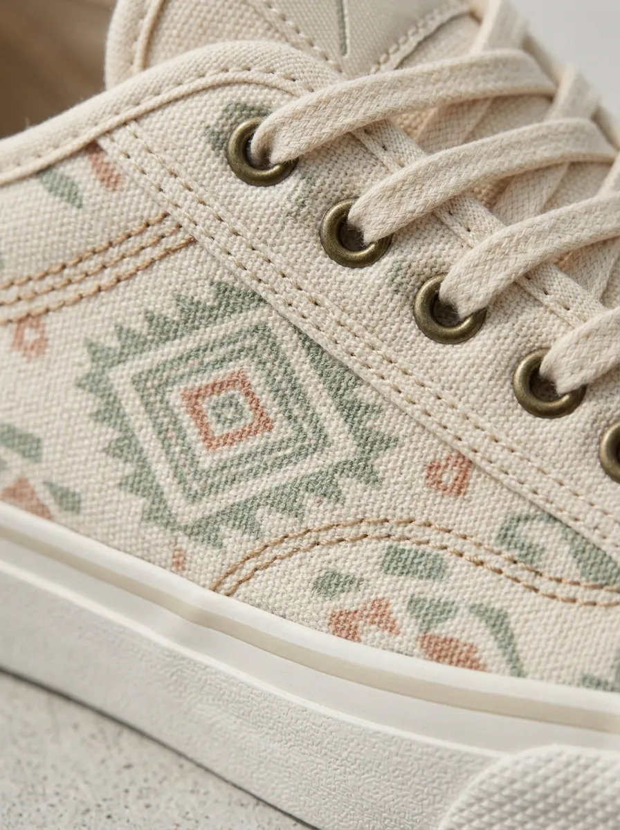 Relaxed Geometric Graphic Profile Men's Canvas Shoes