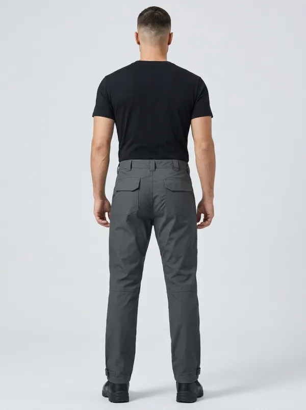Men's Tactical D-Ring Zip-Compartment Cargo-Pocket Reinforced-Knee Grid-Weave Cargo Pants