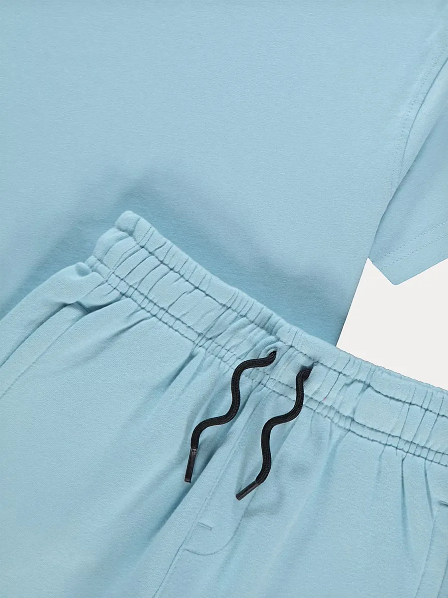Light Blue T-shirt and Shorts Outfit