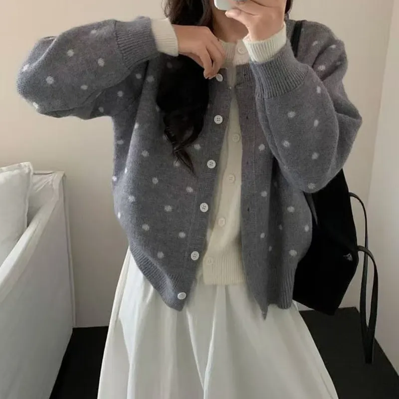 Women's Knit Polka-Dot Cardigan